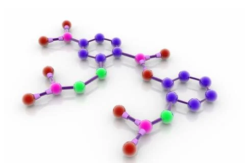 3d Model of a molecule from color spheres and rod Stock Illustration