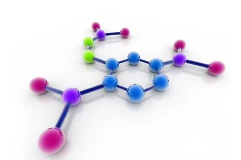 3d Model of a molecule from color spheres and rod Stock Illustration