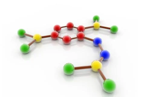 3d Model of a molecule from color spheres and rod Stock Illustration