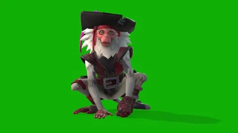 3D Model Monkey Clap Scene Rendering Animation on Green Screen Stock Footage 308218188