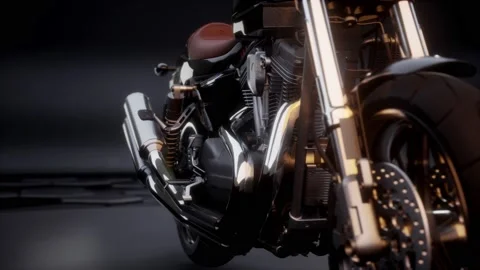 3d model of a motorcycle in a dark studio Vídeo Stock 145826421