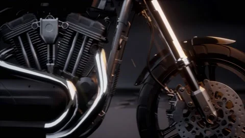 3d model of a motorcycle in a dark studio Vidéo 145826571