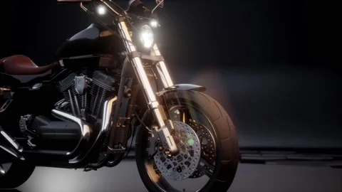 3d model of a motorcycle in a dark studio Vídeo Stock 145869208
