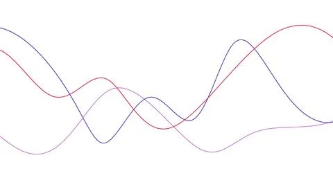 3D model of multi-colored thin lines in waves on a white background Stock Illustration