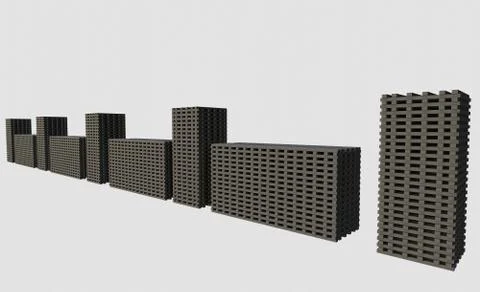 3D model of a multi-storey building Ilustración de archivo