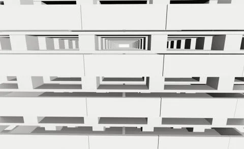 3D model of a multi-storey building Ilustración de archivo