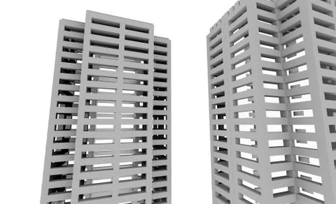 3D model of a multi-storey building Stock Photos