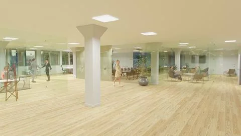 3D Model of Office with people Stock Illustration