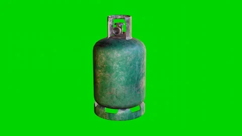 3d model of an old green gas cylinder rotating on a green background Video stock 242240402
