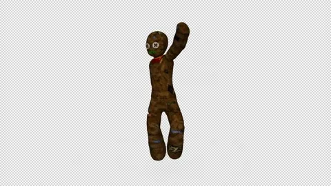 3D model old rag doll dancing,loop, transparent background Stock Footage 142133994