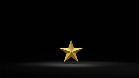 3D model of one star on a black background in the rays of light Stock Photos