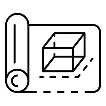 3d model paper icon, outline style Ilustración de archivo