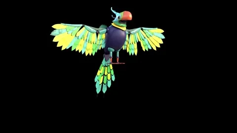 3d model of a parrot turns Stock Footage 294343944