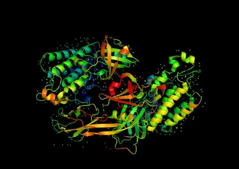 3D model of a protein molecule. Stock Illustration