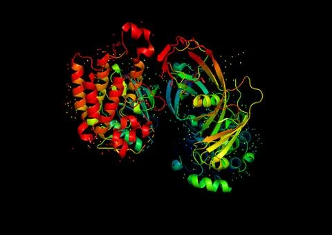 3D model of a protein molecule. Stock Illustration