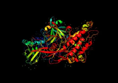 3D model of a protein molecule. Stock Illustration