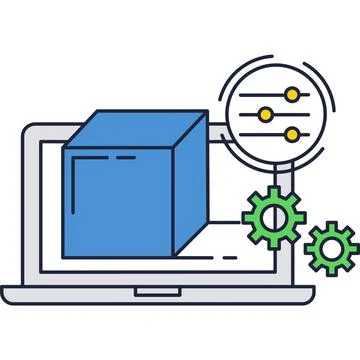 3d model prototype icon vector design on computer Stock Illustration