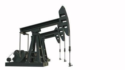 3D model of pumping unit for oil production on isolated background, productio Foto stock