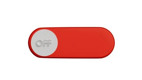 3D model of red button off on white background, button 스톡 일러스트