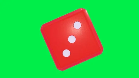 3D model of a red hexagonal game cube rotating on a green background. 3D render  Stock Footage 300187968