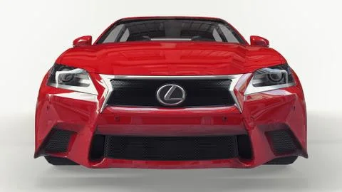 3d model red lexus gs on white background. 3d rendering. Stock Illustration