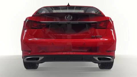 3d model red lexus gs on white background. 3d rendering. Illustrazione stock