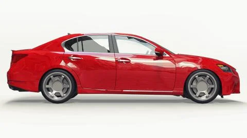 3d model red lexus gs on white background. 3d rendering. Illustrazione stock