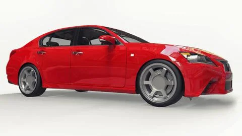 3d model red lexus gs on white background. 3d rendering. Stock Illustration