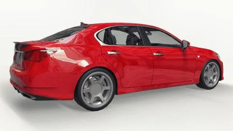 3d model red lexus gs on white background. 3d rendering. 스톡 일러스트