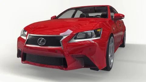 3d model red lexus gs on white background. 3d rendering. Stock Illustration