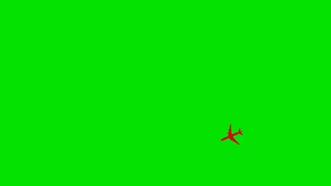 3D model of a red passenger plane flying in a circle on a green background. 3D r Stock Footage 301515210