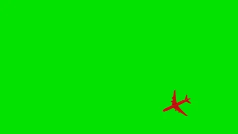 3D model of a red passenger plane flying in a circle on a green background. 3D r Stock Footage 301515214