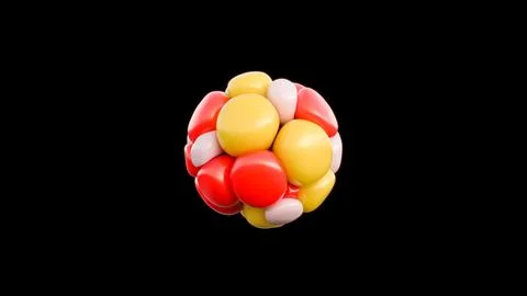 A 3D Model Representing a Vibrant and Colorful Atomic Structure for Educational 스톡 일러스트