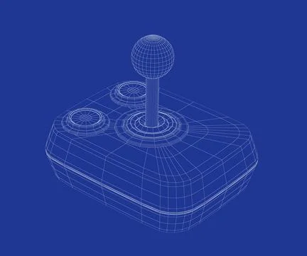 3D model of retro computer joystick Stock Illustration