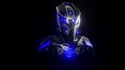 3D model of a robot in the dark Stock Footage 139798069