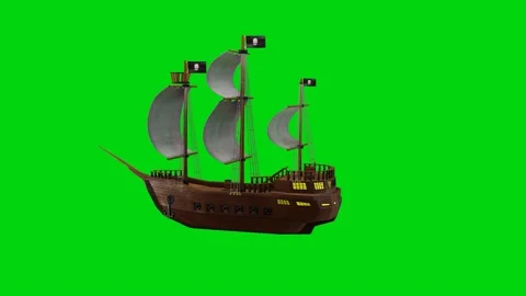 3D model of a sailboat floating in a circle on a green background. 3D render loo Video stock 297451806