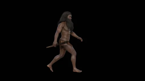 3D model savage, ancient man, transparent background, loop Stock Footage 127524492