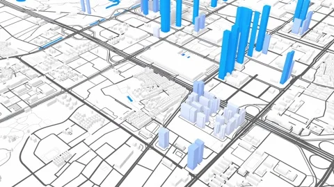 3d model Shenzhen map background loop. Spinning around China city air foota.. Stock Footage 242542392