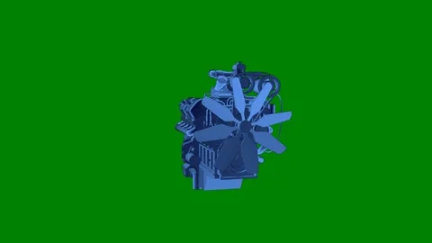 A 3d model of small engine and motorcycle on green background screen an image Stock-Footage 336851479