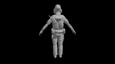 3D Model of Soldier in Tactical Gear Against Black Background in Neutral Tone Stock Footage 341778580