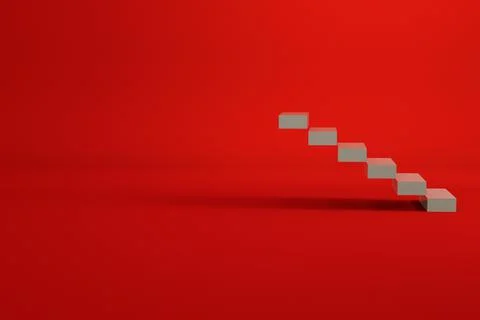 3D model of a staircase made of white tiles. Stairs in an empty space. Computer Stock Illustration