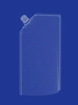 3D model of stand-up pouch with spout 3D wire-frame model of stand-up pouc... Stockfoto's