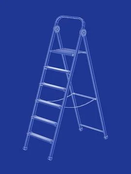 3D model of step ladder Stock Illustration