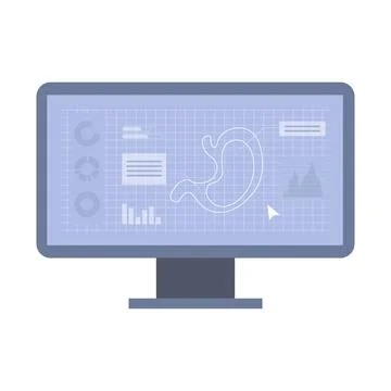 3D model of stomach on computer screen for bioprinting Illustrazione stock