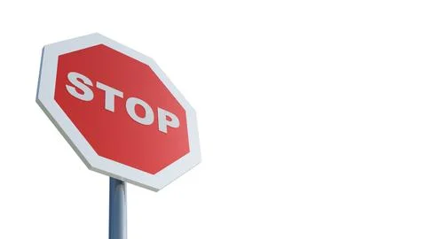 3D model of a stop sign on a white background, stop Stock Photos