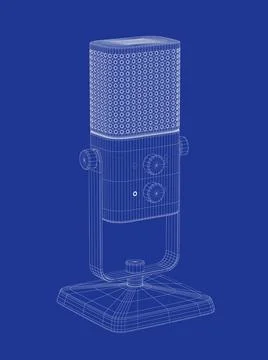 3D model of studio microphone 3D wire-frame model of modern studio microph... Stockfoto's