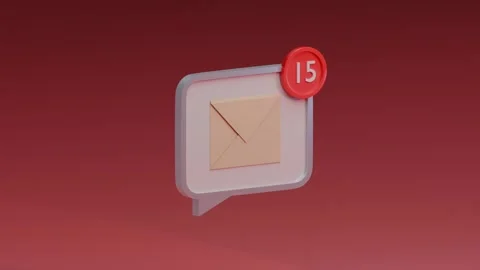 3d model text love message envelope icon with counter. envelope mail concept Stock Footage 262104661