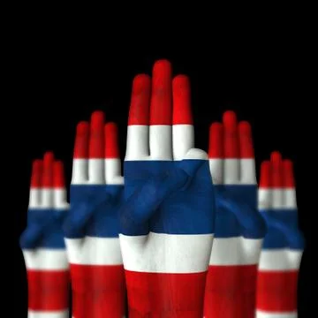 3D model three finger human sign have Thailand flag texture map with 3d rende Ilustración de archivo