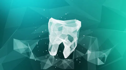 3D model of a tooth from polygonal lines and triangles. Dental green Stock Footage 246327449