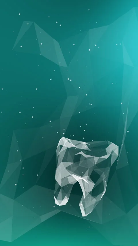 3D model tooth from polygonal lines and triangles. Dental green abstract Stock Footage 272428662
